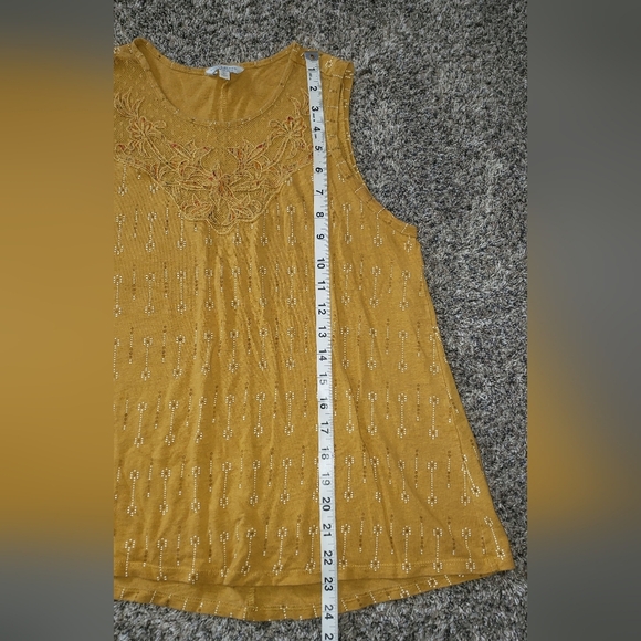 Embroidered Mustard Yellow Sleeveless Top - Picture 4 of 5